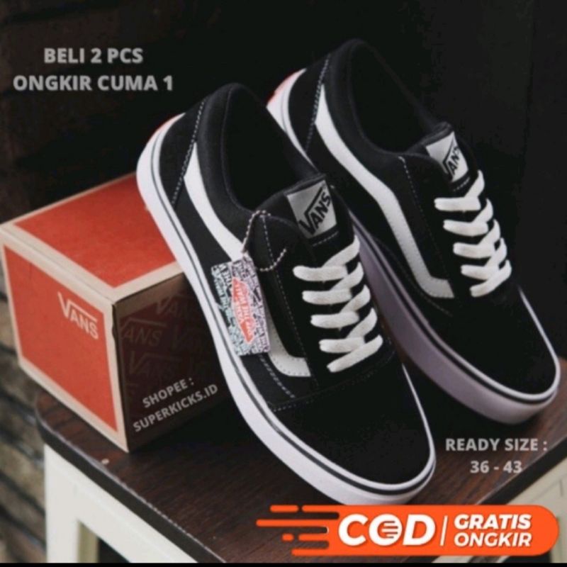 Jual Sepatu Vans Old Skool Classic Black White | Shopee Indonesia