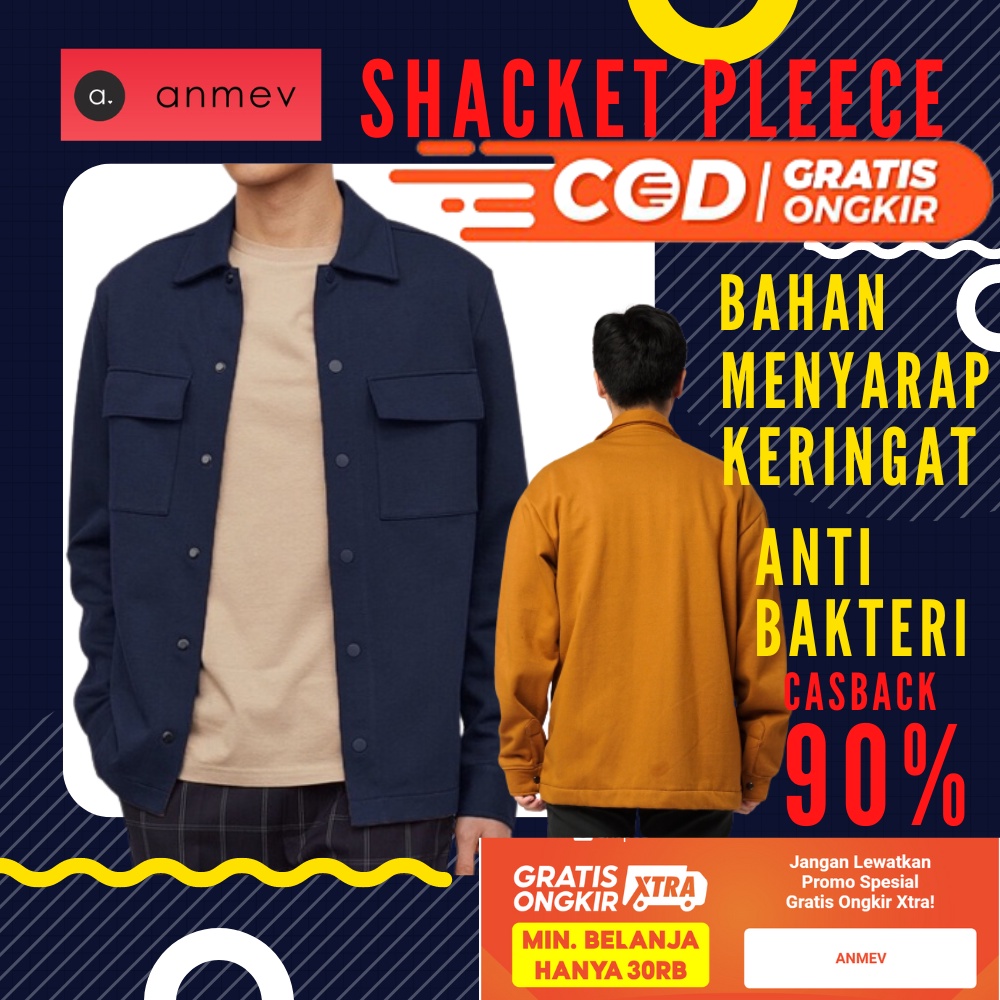 Jual Jaket Pria Shacket Jacket Pleece Masakini Navy Murah Shopee