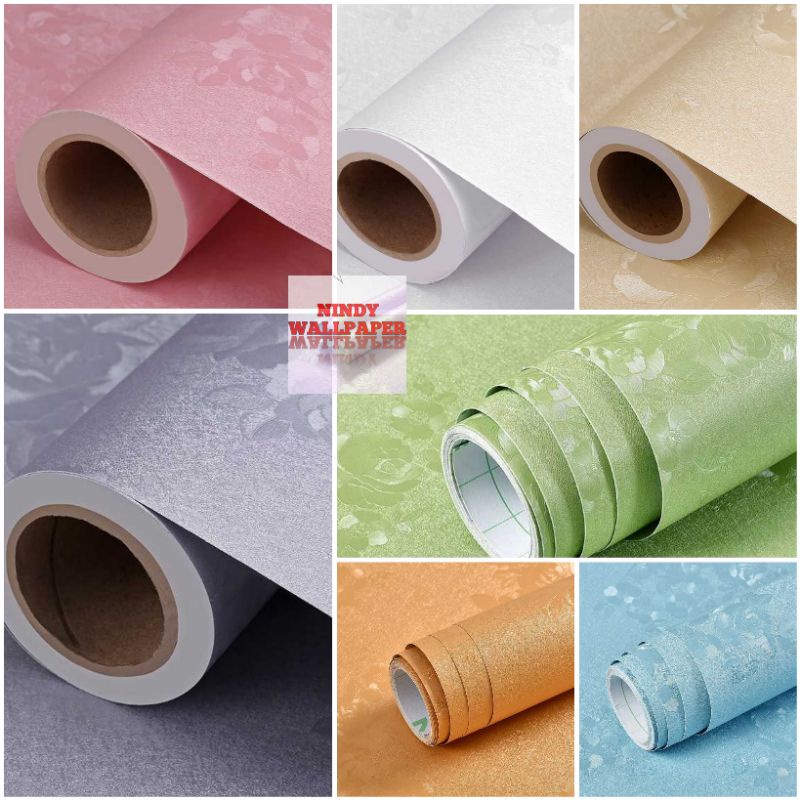 Jual Wallpaper Dinding Abu Abu Polos Bertekstur Bunga Mewah Elegan