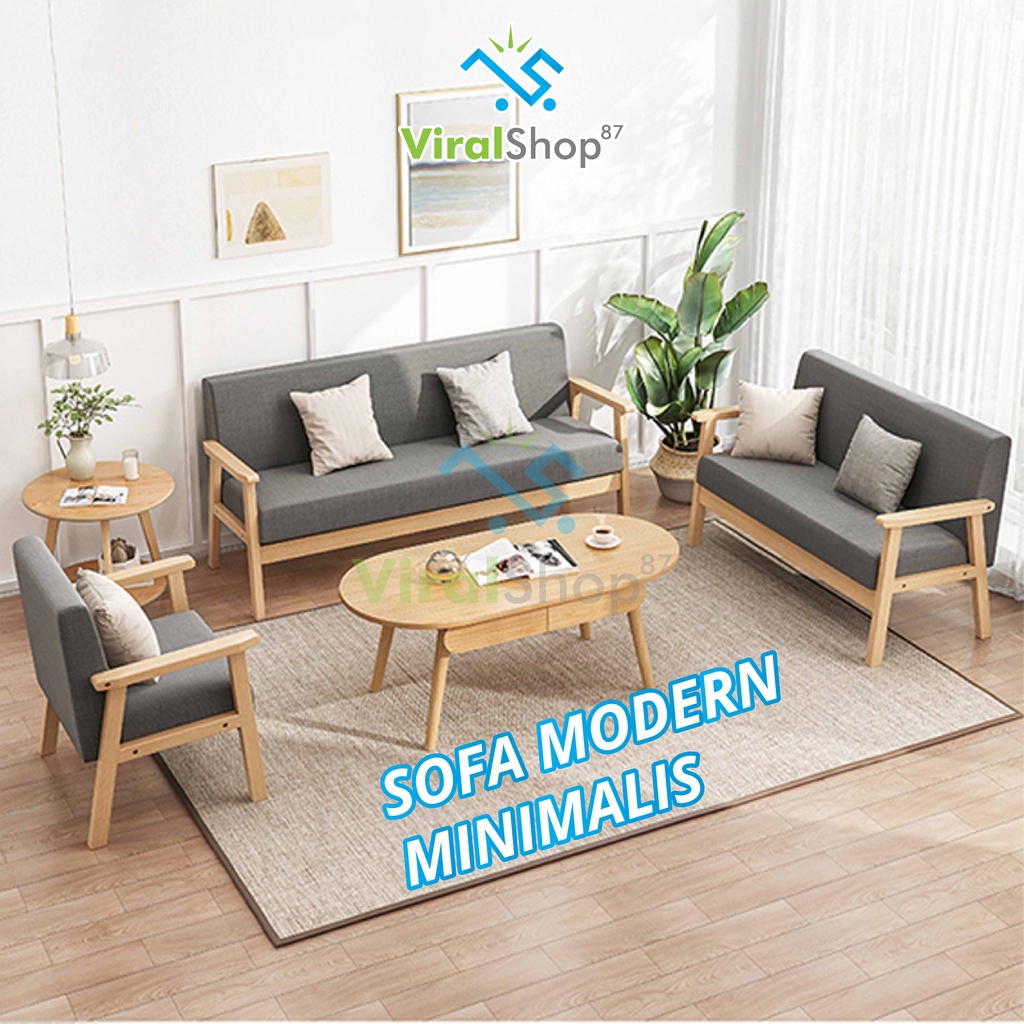 Jual Sofa Minimalis 2 Seater Kursi Tamu Sofa Kayu Solid Modern Sofa ...