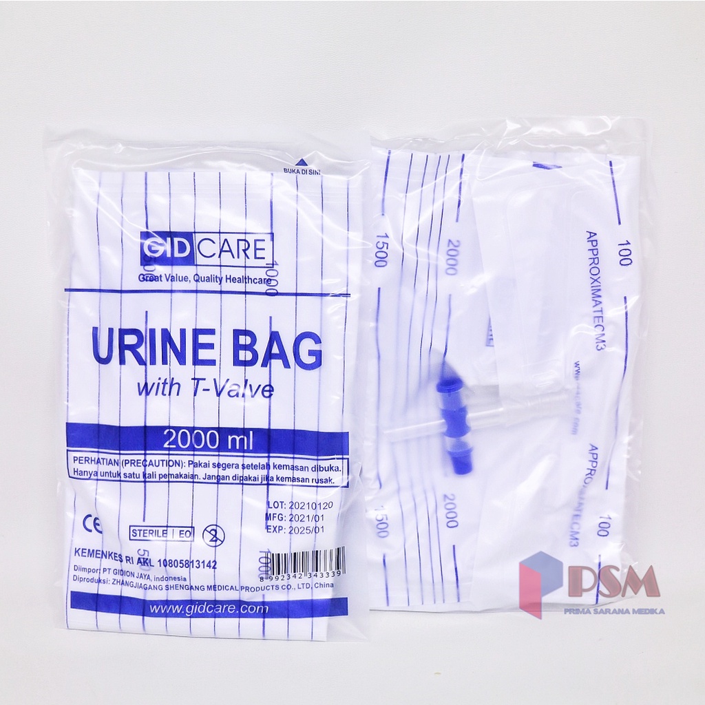 Jual Gidcare Urine Bag With TValve 2liter 2000ml / Kantong Kencing
