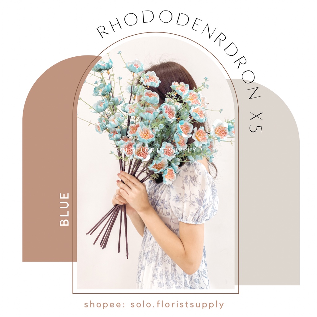 Jual RHODODENDRON X5 CABANG POPPY FLOWER SPRAY BUNGA POPPY ARTIFICIAL ...