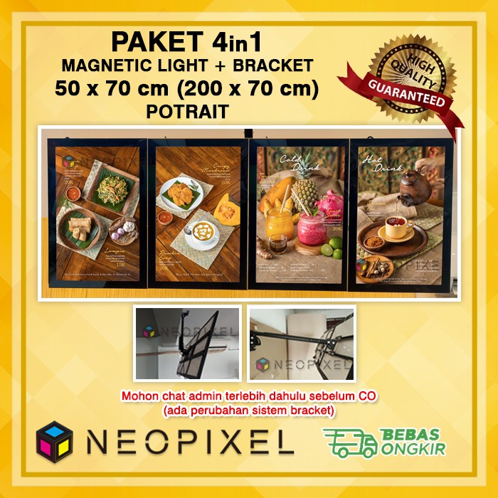 Jual Neon box menu paket 4in1 uk 200x70 light box LED menu restoran ...