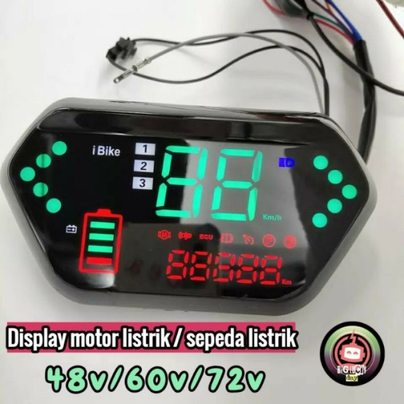 Jual Display speedometer ibike LED sepeda listrik motor listrik 48v 60v
