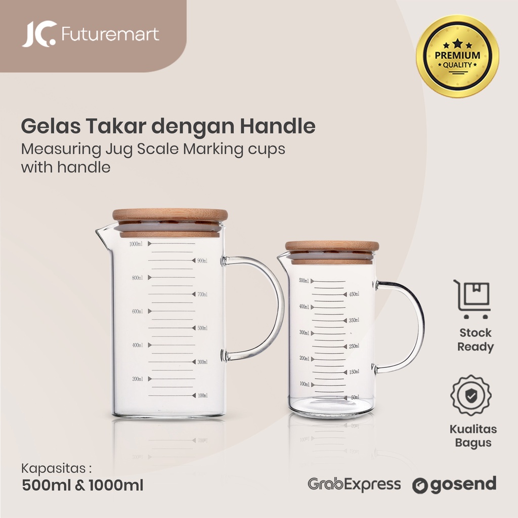 Jual Gelas Takar Kaca Glass Measuring Jug Gelas Ukur Tutup Bambu Shopee Indonesia 