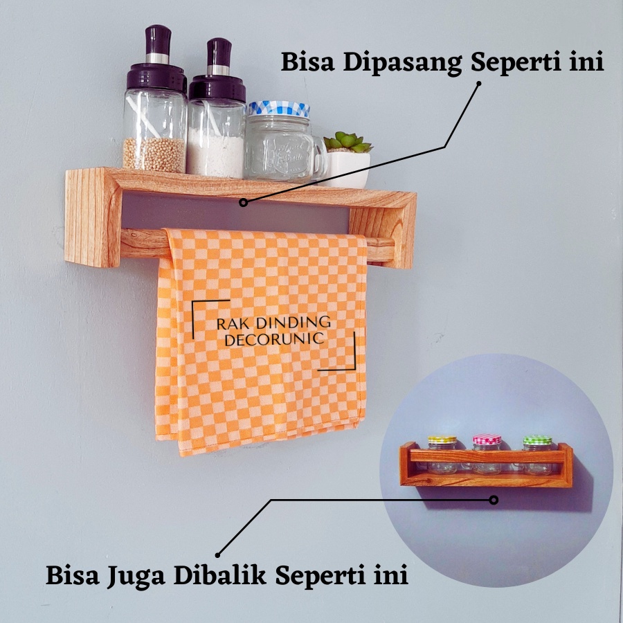Jual Rak Dinding Bumbu Dapur Serbaguna Minimalis Ambalan Dinding Kayu ...