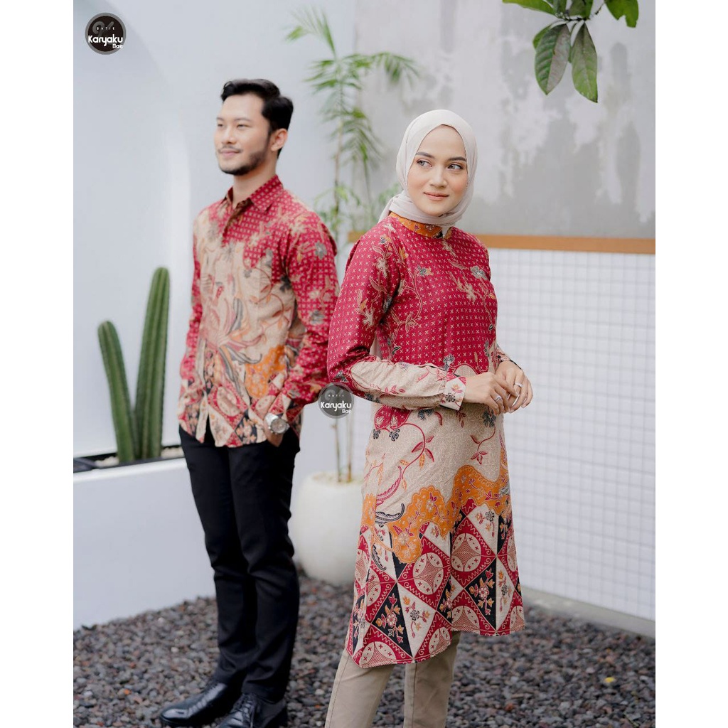 Jual BATIK COUPLE KEMEJA TUNIK BATIK KANZA | Shopee Indonesia