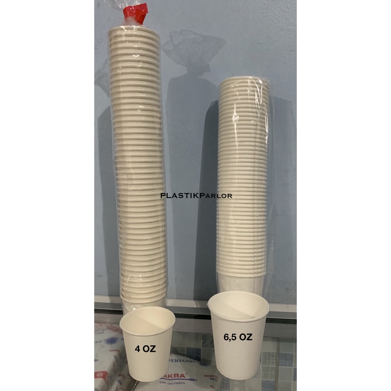 Jual Paper Cup / Gelas Kertas Tahan Panas Polos 4 Oz & 6,5 Oz Untuk Es ...