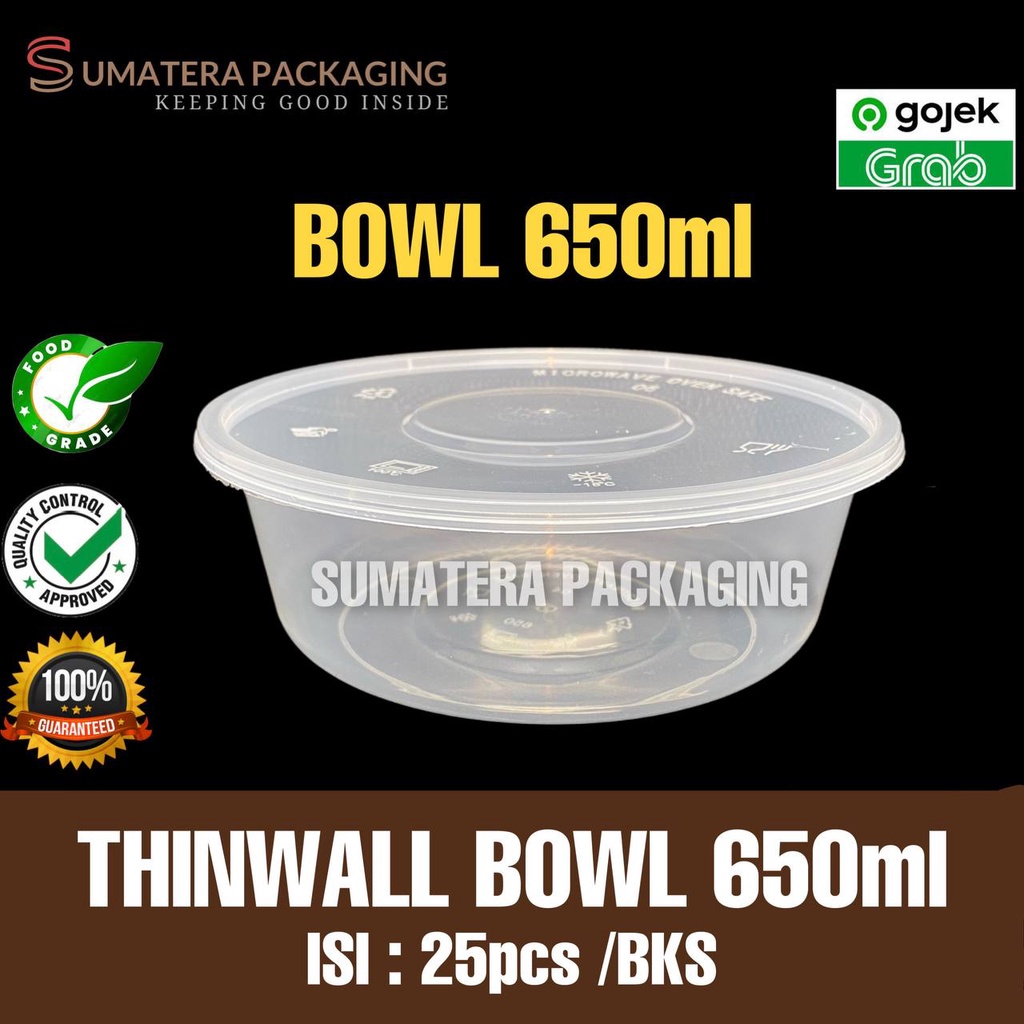 Jual Thinwall Lk 650ml Bulat 25pcs Pack Bowl Mangkok Bulat Bakso Medan