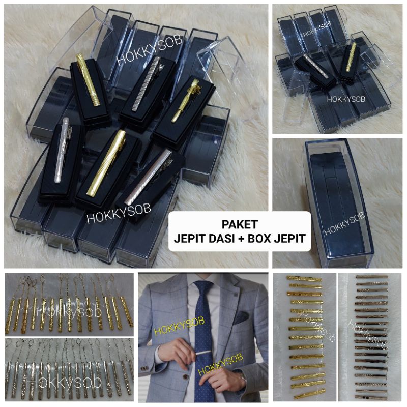Jual Box jepit dasi dan Jepit dasi gold silver paket klip dasi dan ...