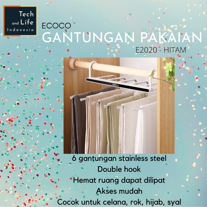 Jual Ecoco Folding Pants Rack Hanger Gantungan Pakaian Multifungsi ...