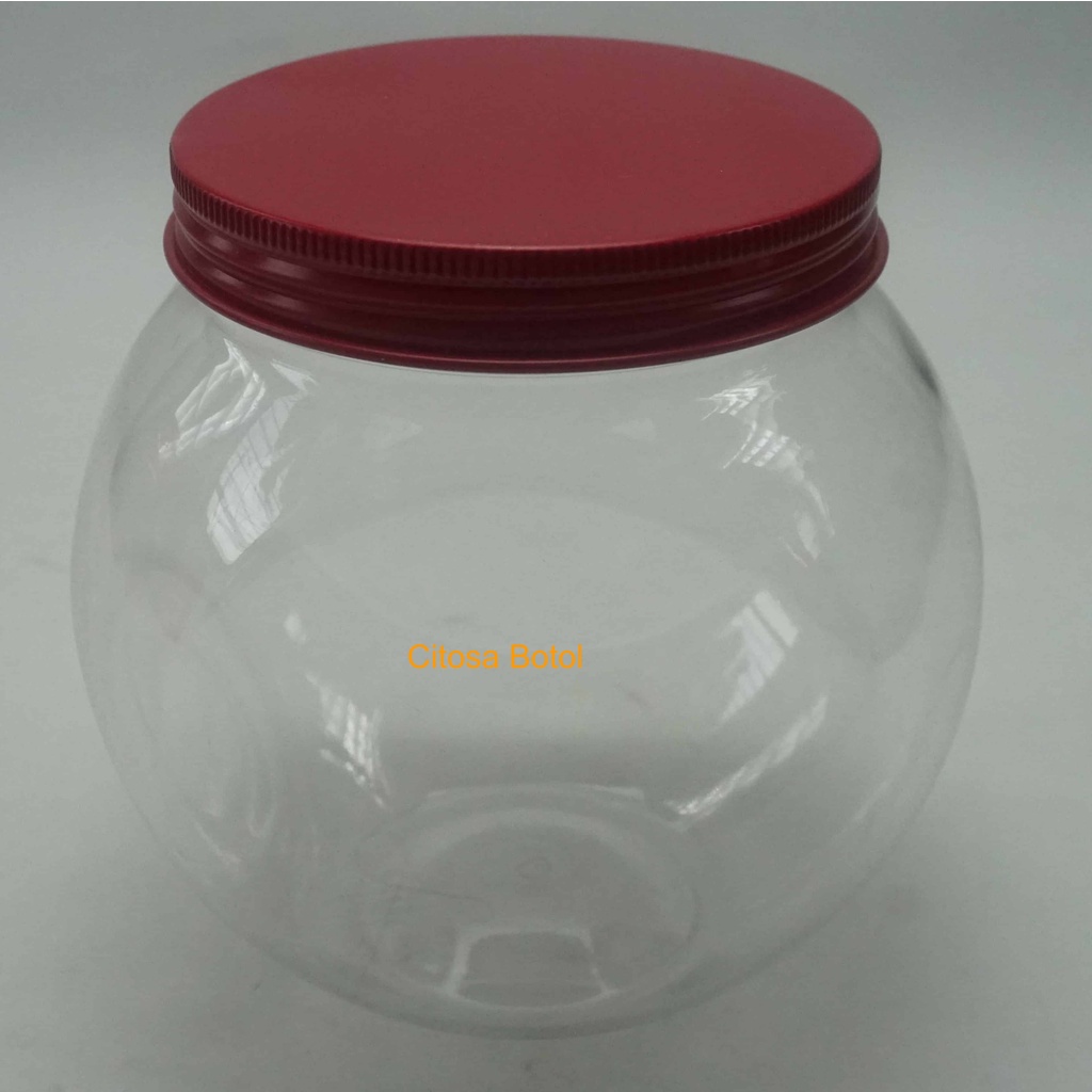 Jual Toples 1 Liter Pet Bulat Jadul Natural Tutup Alu Ulir Merah ...