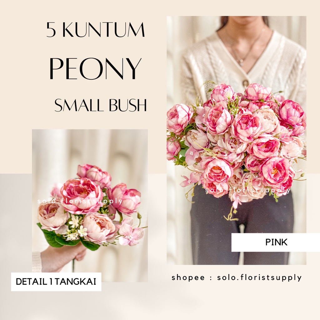 Jual [TT] 5KUNTUM PEONY SMALL BUSH Premium Bunga Artificial Dekorasi ...