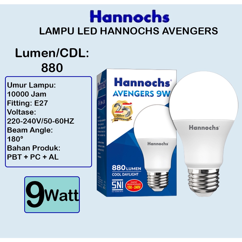 Jual Hannochs Avengers Lamp Lampu W Led Bohlam Bulb Watt Cahaya Putih Ruang Tamu Dapur Kamar