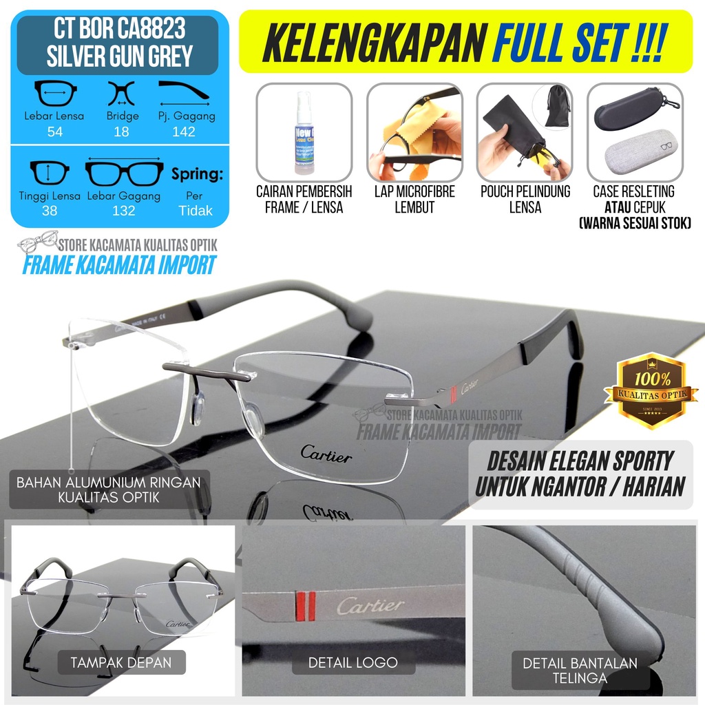 Jual Kacamata Minus Formal Elegant / Kacamata Frameless Bor Shopee