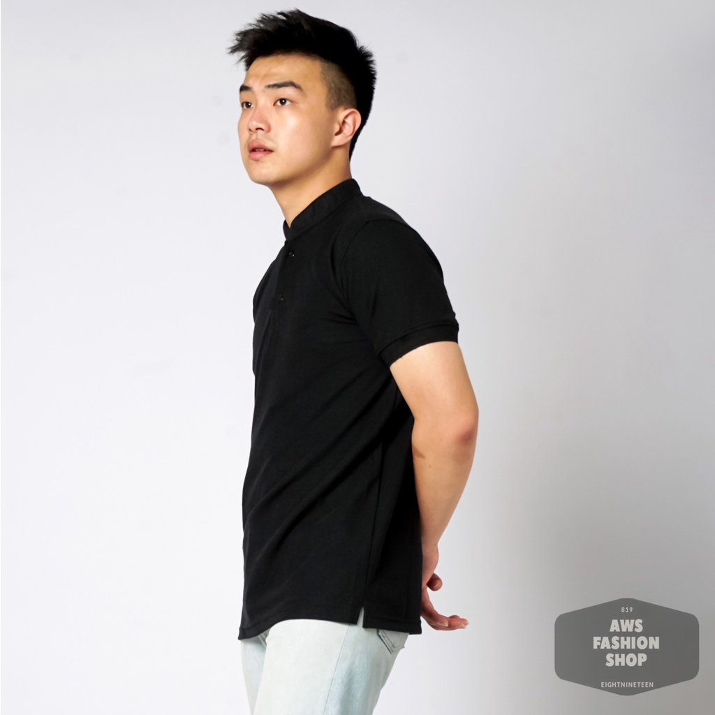 Jual Kaos Polo Pria Polo Shirt Kerah Shanghai Black Hitam Casual