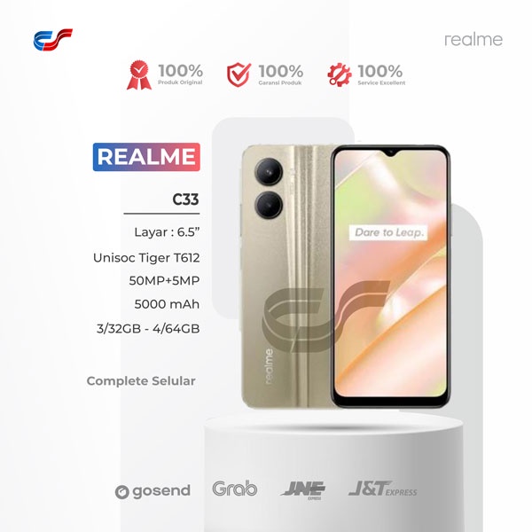 Jual Realme C33 3/32GB - Unisoc Tiger T612 (12 nm) - 5000 mAh Garansi ...