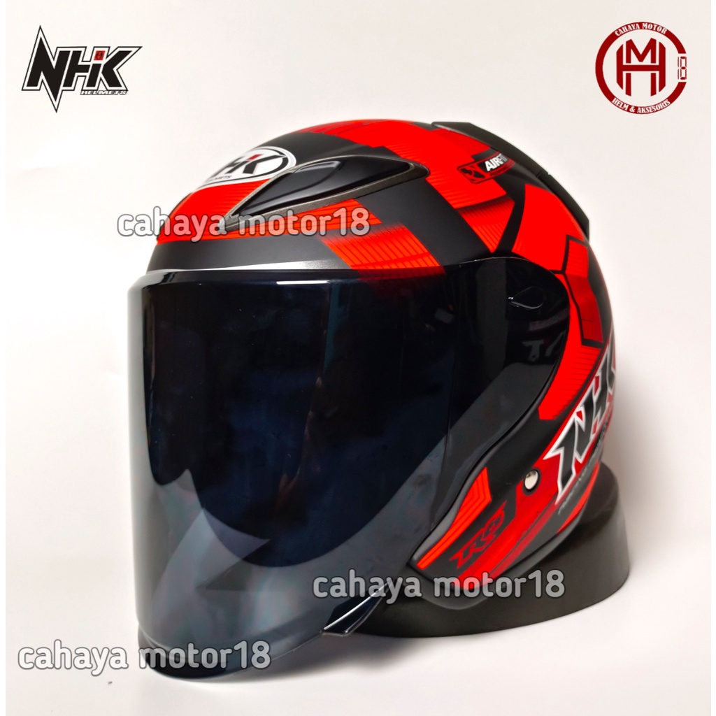 Jual Helm NHK R6 cube black red doff|HALF FACE NHK | Shopee Indonesia