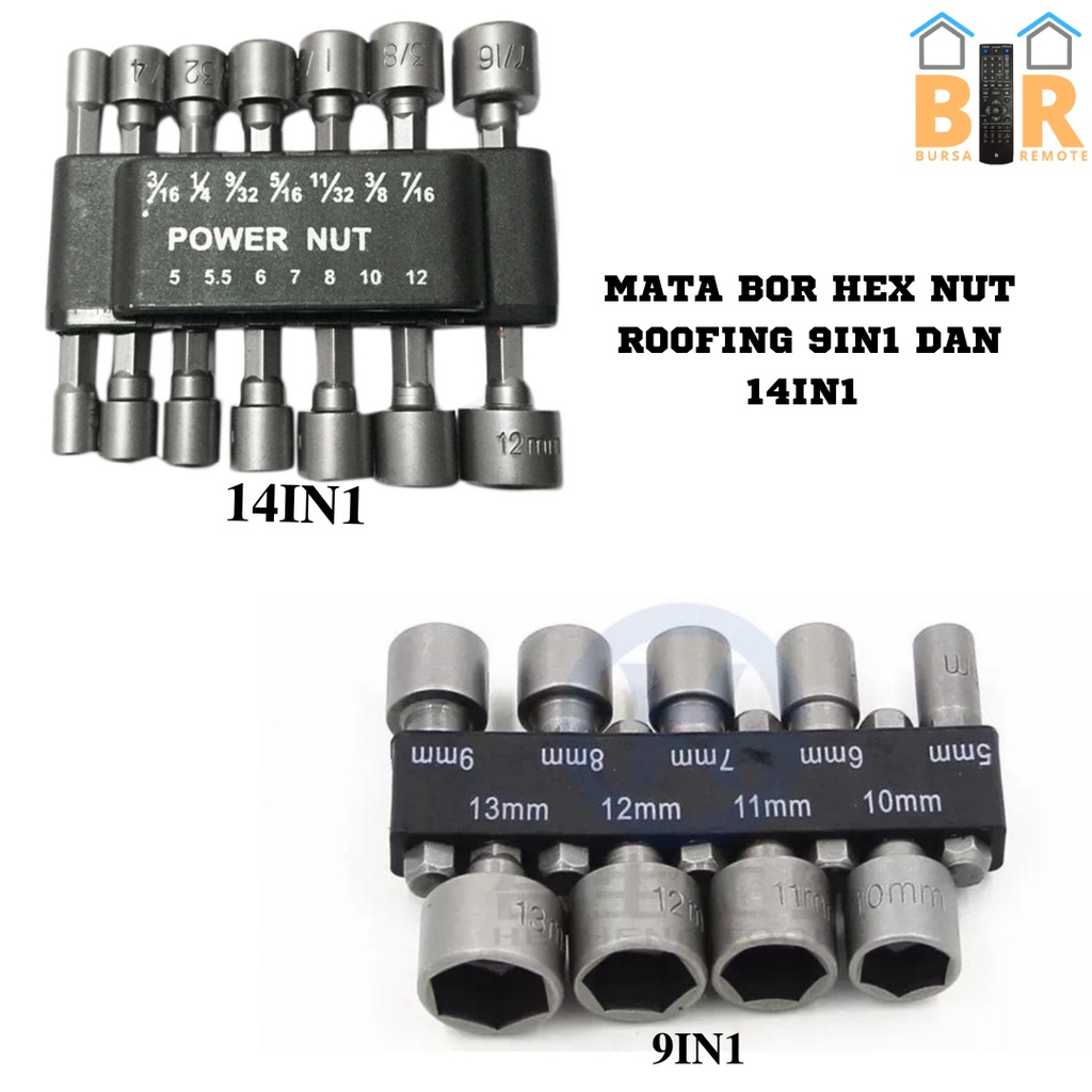 Jual Mata Bor Socket Hex Nut Baut Roofing Set 9 PCS 14 PCS | Shopee ...