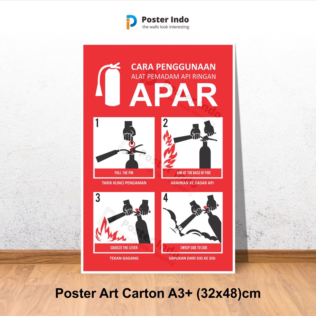 Jual Premium Poster Cara Menggunakan Apar Alat Pemadam Api Ringan