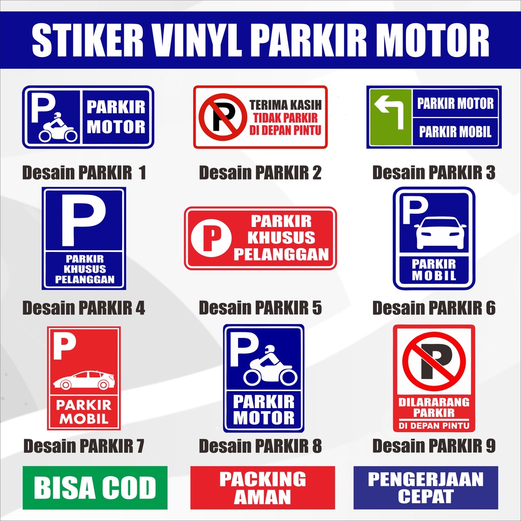 Jual Stiker Sticker Parkir Motor Tahan Air Waterproof Dilarang Parkir