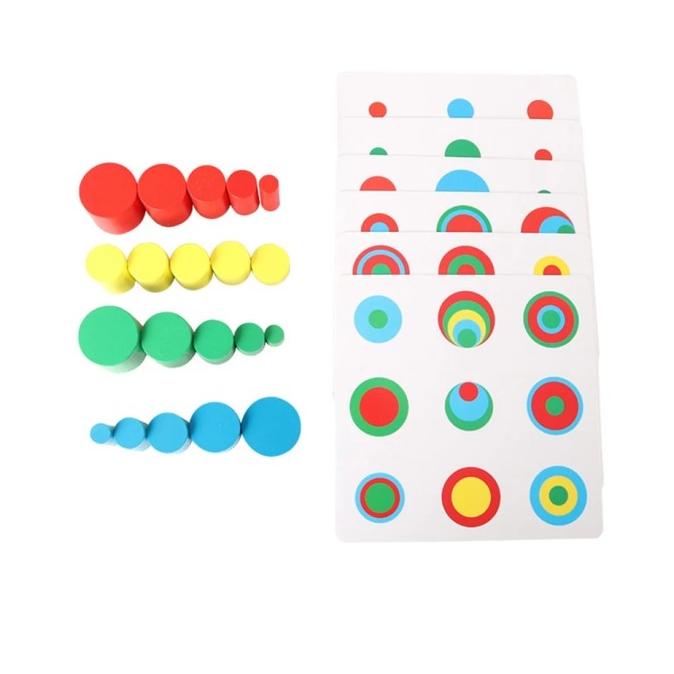 Jual Mainan Aparatus Montessori Wooden Knobless Cylinders Kartu Pola ...