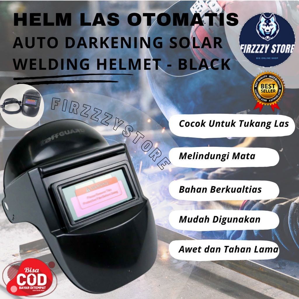 Jual Helm Las Otomatis Auto Darkening Solar Welding Helmet - Black ...
