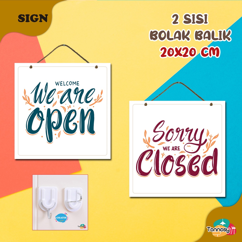 Jual Custom Tulisan Request Teks Papan Buka Tutup Toko Pajangan Sign