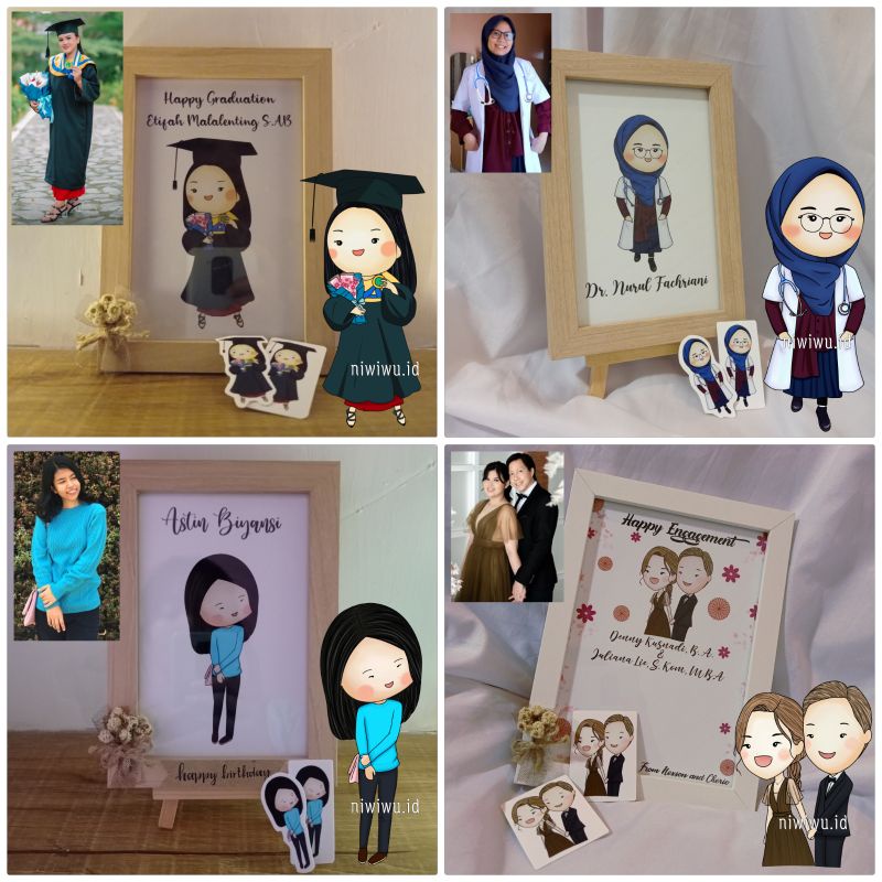 Jual Mini Photoon Frame / Custom Foto ke Kartun wisuda graduation ...