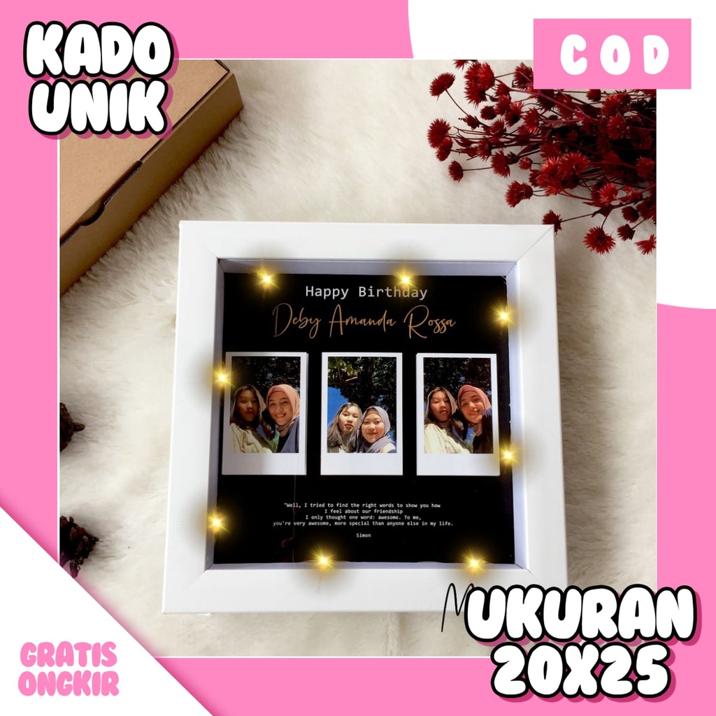 Jual GIFT ULTAH KADO ULANG TAHUN CETAK FOTO PLUS BINGKAI KACA MINIMALIS BINGKAI WISUDA BINGKAI