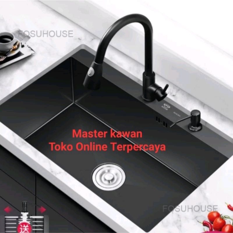 Jual Paket Kitchen Sink Stainless VALPRA 6045 HITAM Bak Cuci Piring HITAM Sink VALPRA 6045