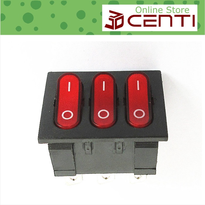 Jual Power Switch 3 in 1 15A 250 V 9 kaki ON OFF LED MERAH 28mm 35mm ...