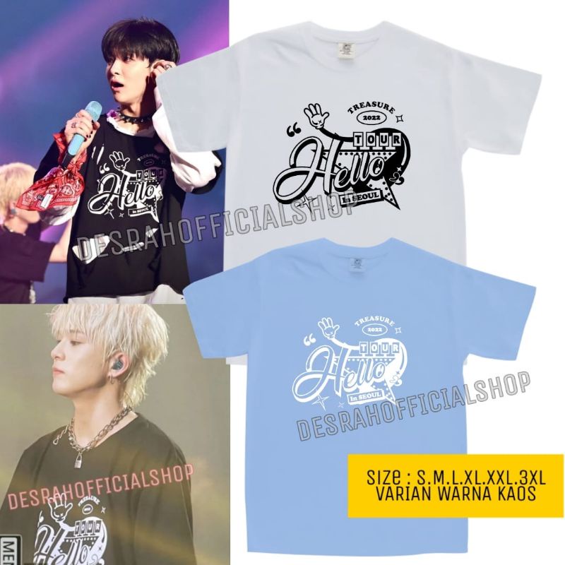 Jual Kaos Korean Treasure Hello Tour Seoul Hello Huruf Sambung Sablon