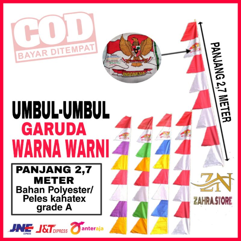 Jual Bendera Umbul Umbul Warna Warni Sablon Garuda Ukuran Full Panjang 27 Meter Shopee Indonesia