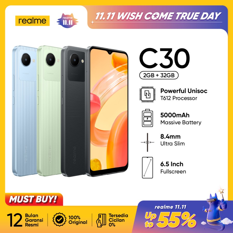 Jual HP Realme C30 2/32GB (Powerful Unisoc T612 Processor, 5000mAh ...