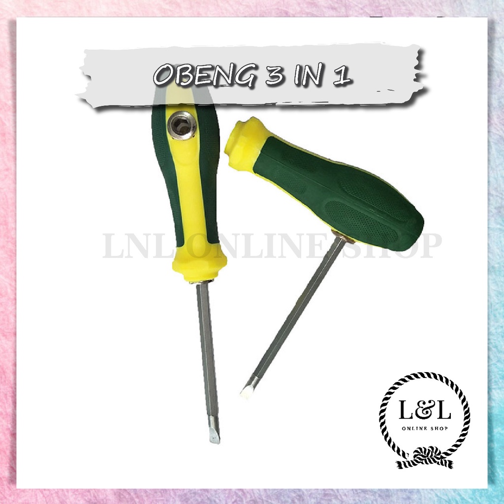 Jual Obeng Bolak Balik Magnet 3 Way Obeng T 3 in 1 Gagang Karet Obeng ...