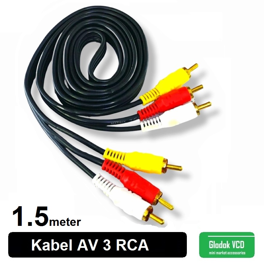 Jual Kabel AV 3 RCA 1.5 meter - Cable RCA 1.5m | Shopee Indonesia