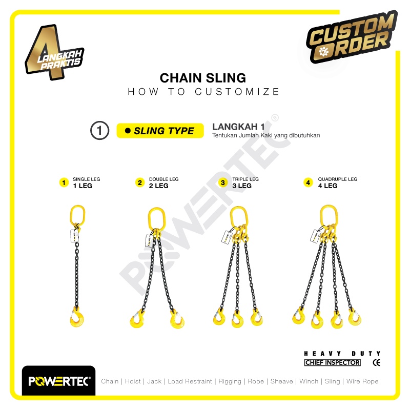 Jual POWERTEC Chain Sling 2 Legs / Rantai 2 kaki - Custom Order ...