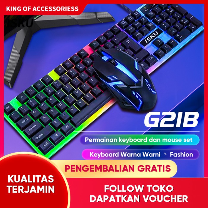 Jual Paket Keyboard Dan Mouse Gaming PC Full Set LED RGB Waterproof