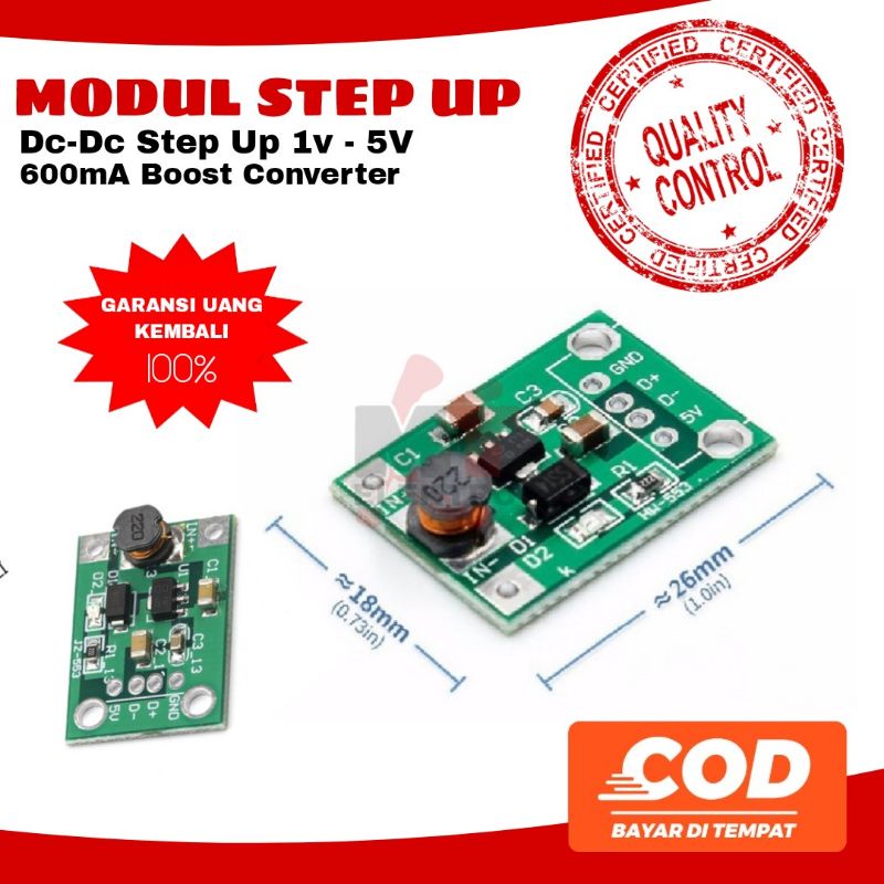 Jual Modul Boost Converter Step Up DC - DC 1v - 5v To 5Volt 600mA ...