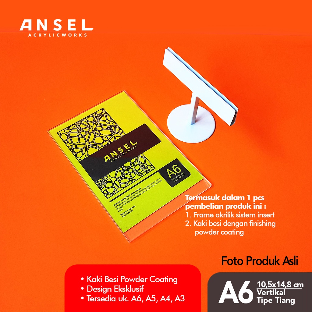 Jual ANSEL NORE - Tent Card Akrilik Besi / Tiang A6 Vertikal 10,5x14,8 ...