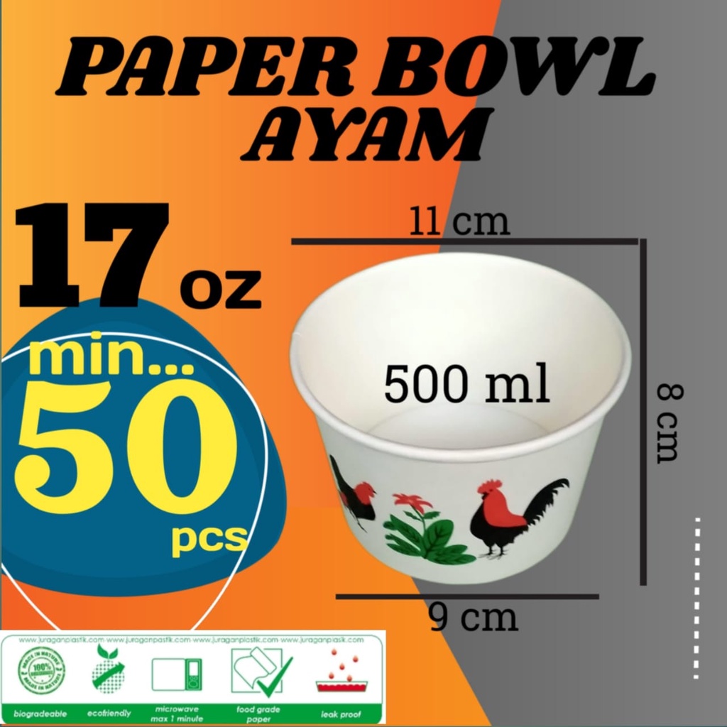Jual Paper Bowl Mangkok Mangkuk Ayam Jago Papper Cup Rice Bwol Kertas ...
