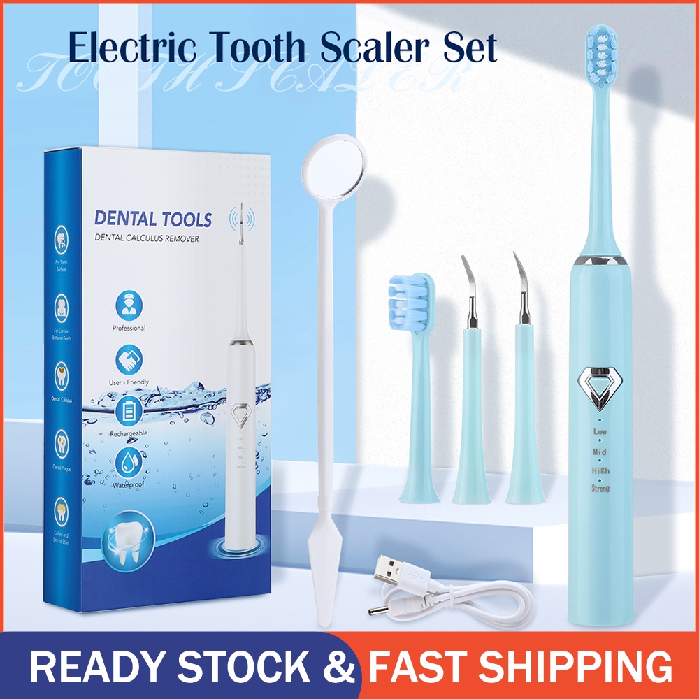 Jual 2 in 1 Electric Ultrasonic Sonic Dental Scaler USB Toothbrush