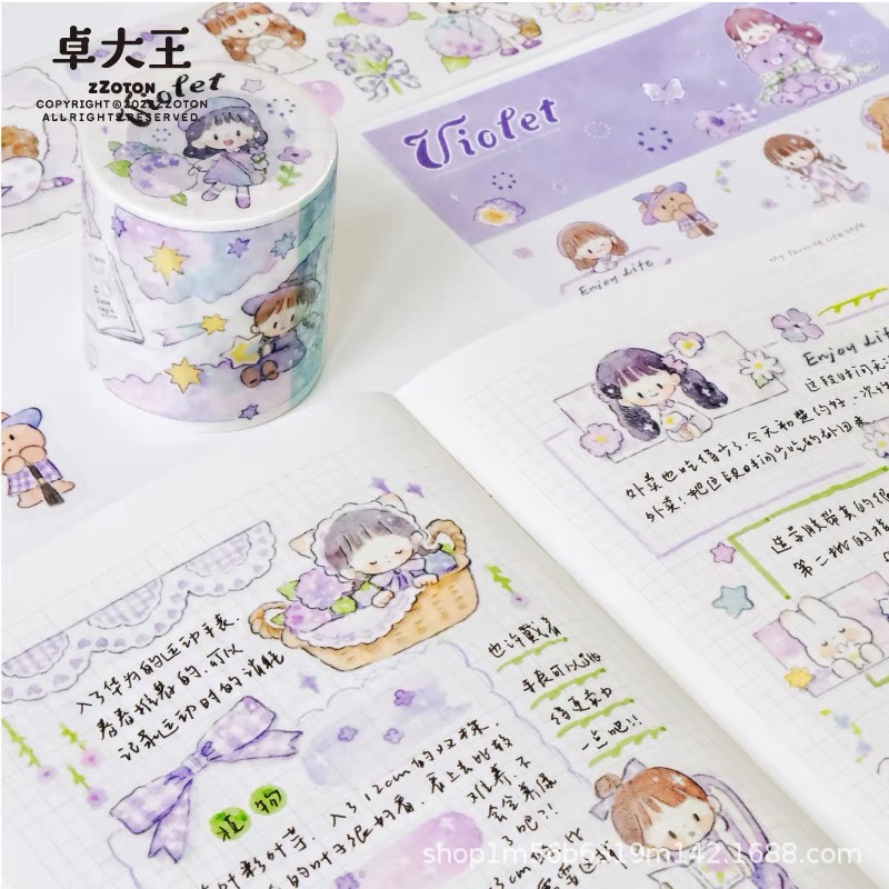 Jual (100CM) ZZOTON Sample washitape violet series | Shopee Indonesia