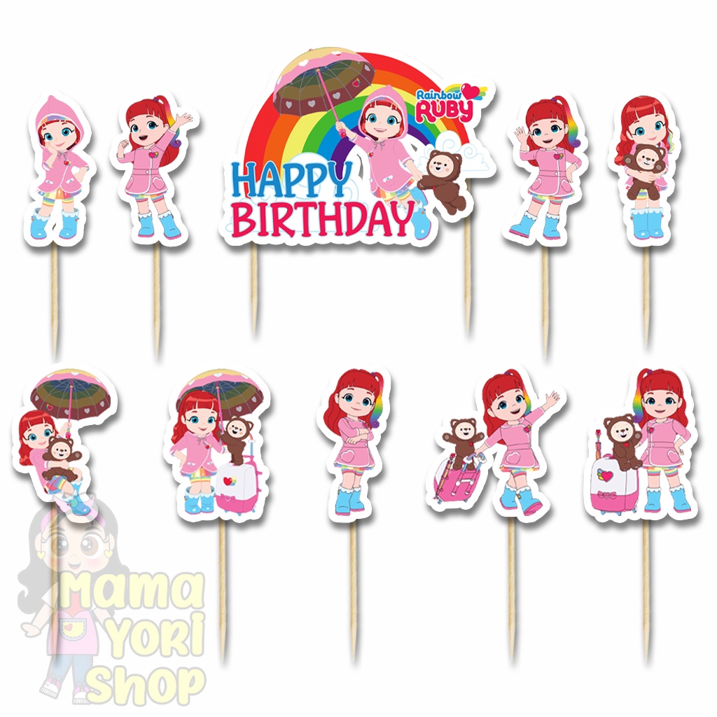 Jual Hiasan Kue Ulang Tahun Topper Cake Motif RAINBOW RUBY B | Shopee