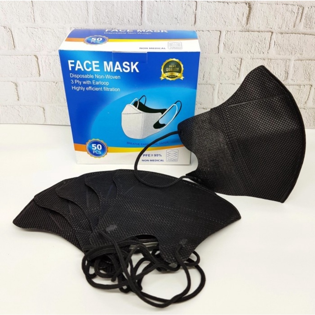 Jual Masker Duckbill Face Mask Putih Hitam 3ply isi 50pcs Earloop ...