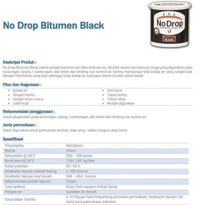 Jual No Drop Pelapis Bitumen Black Galon 4kg Anti Bocor Nodrop X Aquaproof Bitumen 4 Kg 7997