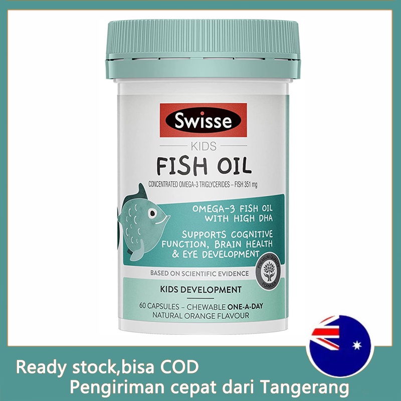 Jual swisse kids fish oil 60 capsules DHA omega 3 351mg | Shopee Indonesia