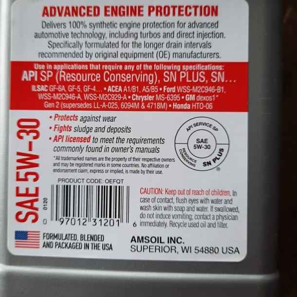 Jual AMSOIL OE 5W30 API SP 100% ORIGINAL | Shopee Indonesia