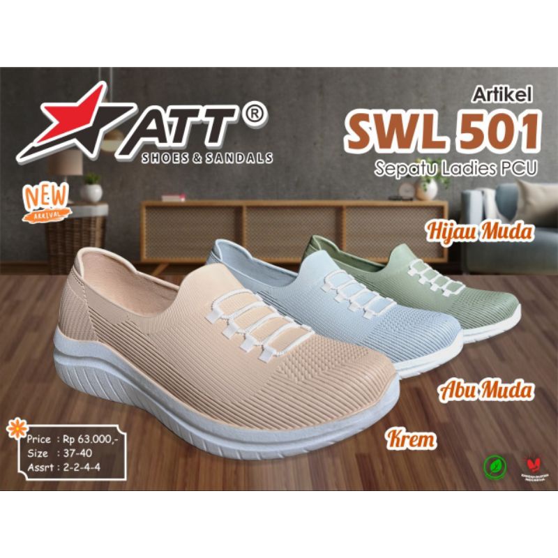 Jual sepatu ATT SWL 501 motif tali sepatu slip on wanita sepatu karet ...